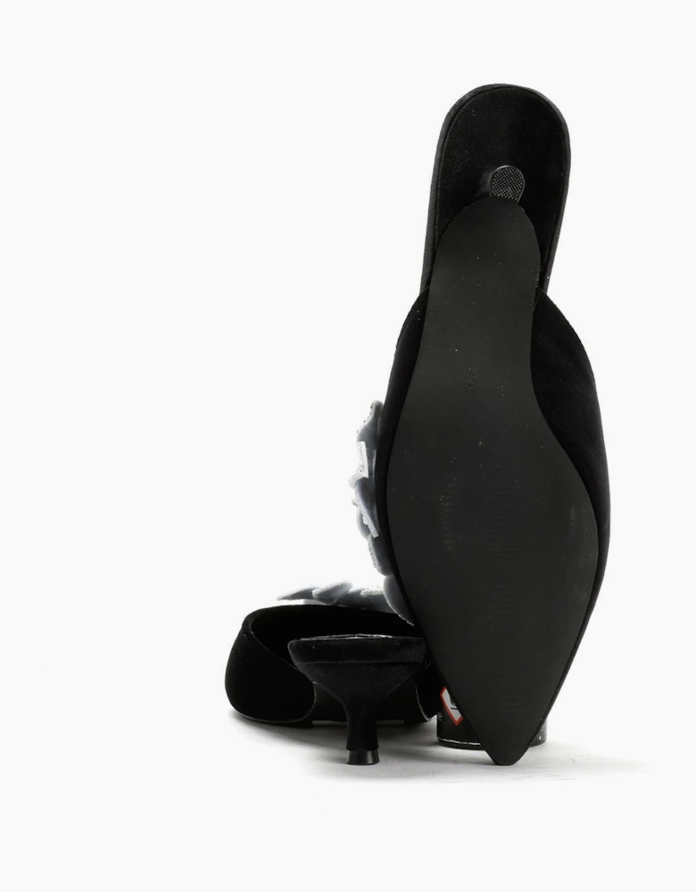 French Connection Victoria Velvet Kitten Heel Women's Black Mules