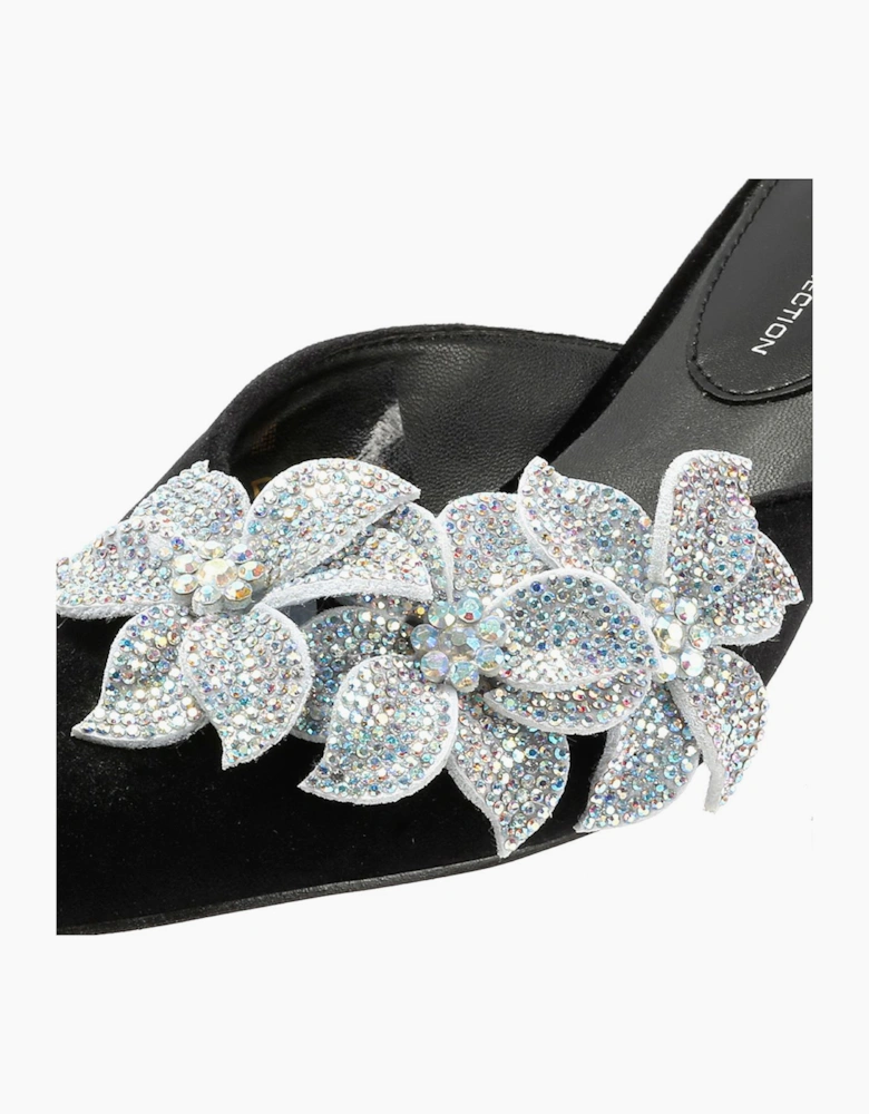 French Connection Victoria Velvet Kitten Heel Women's Black Mules