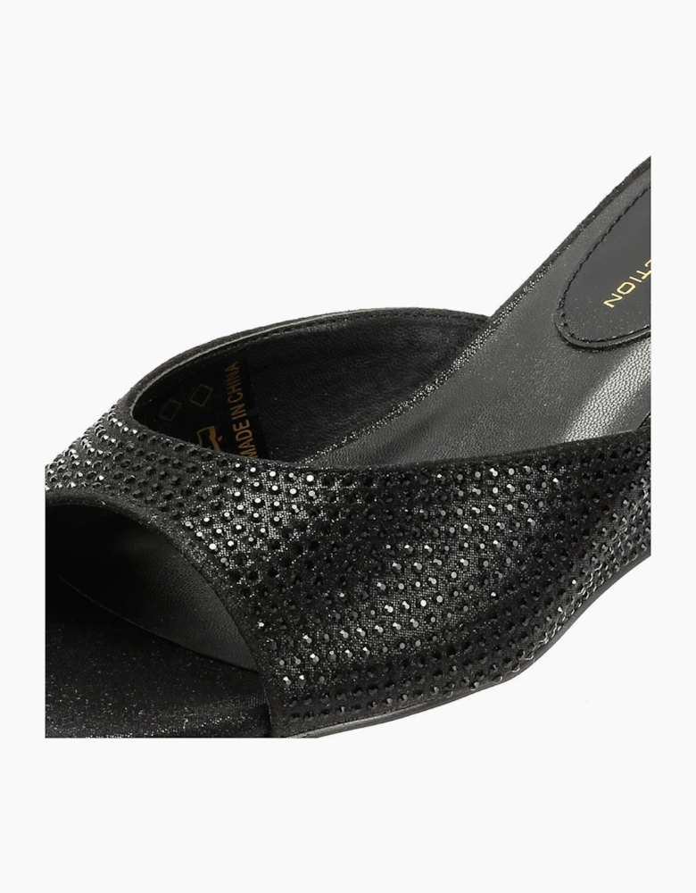French Connection Tina Rhinestone Women's Black Wedge Sandals