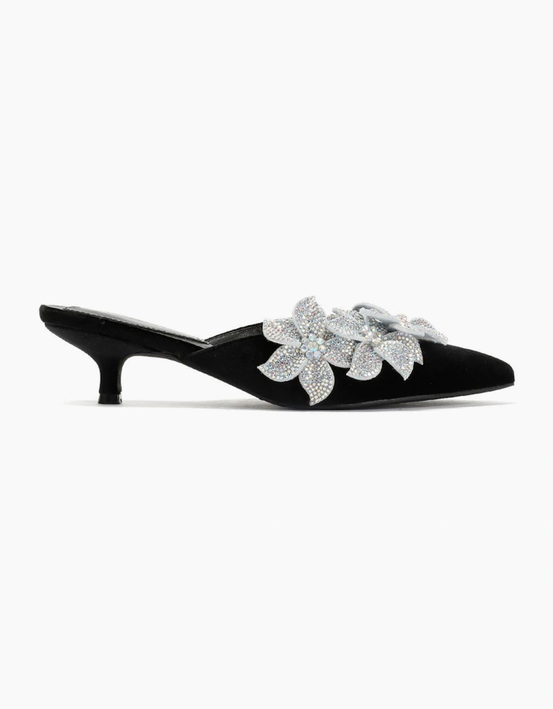 French Connection Victoria Velvet Kitten Heel Women's Black Mules