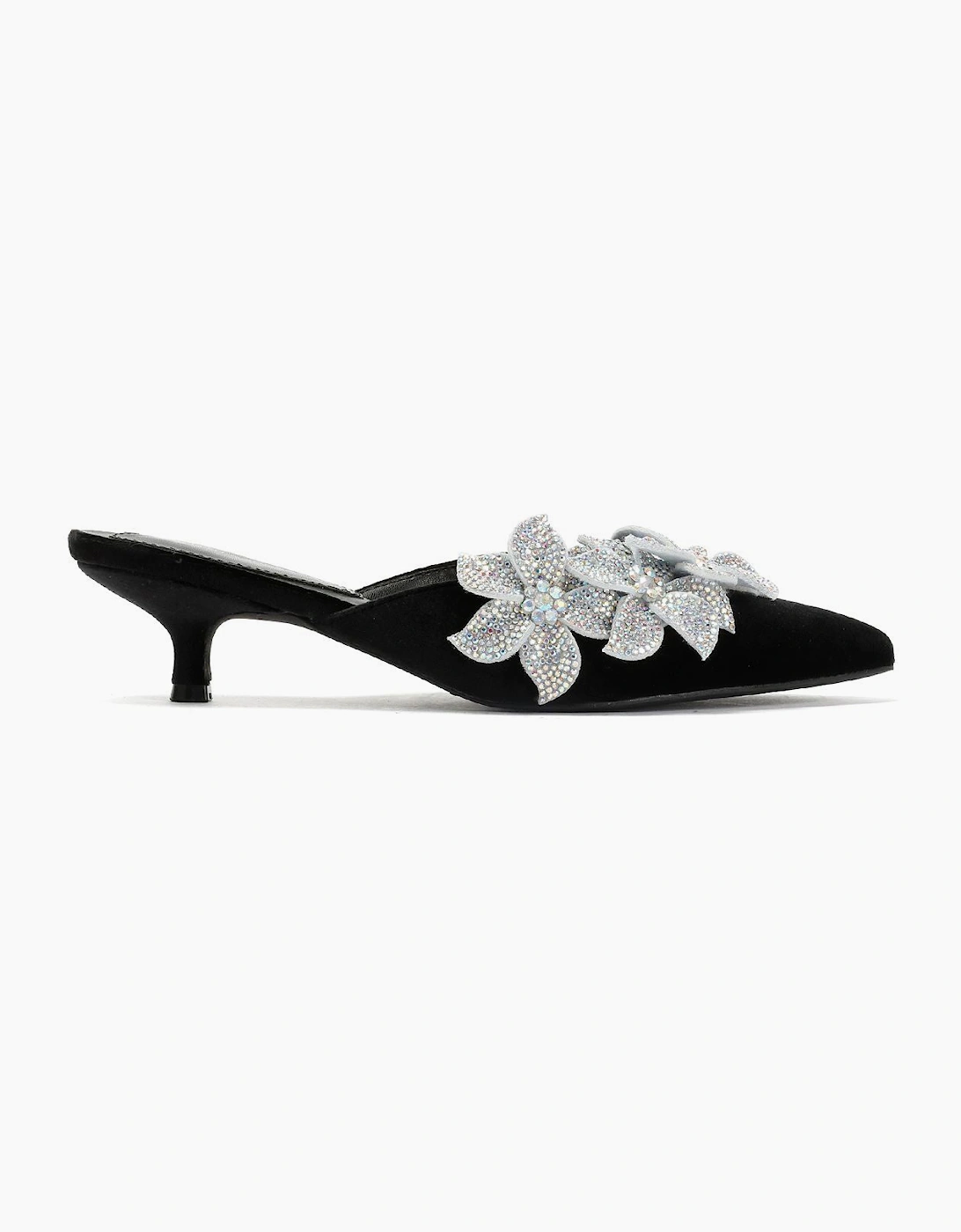 French Connection Victoria Velvet Kitten Heel Women's Black Mules