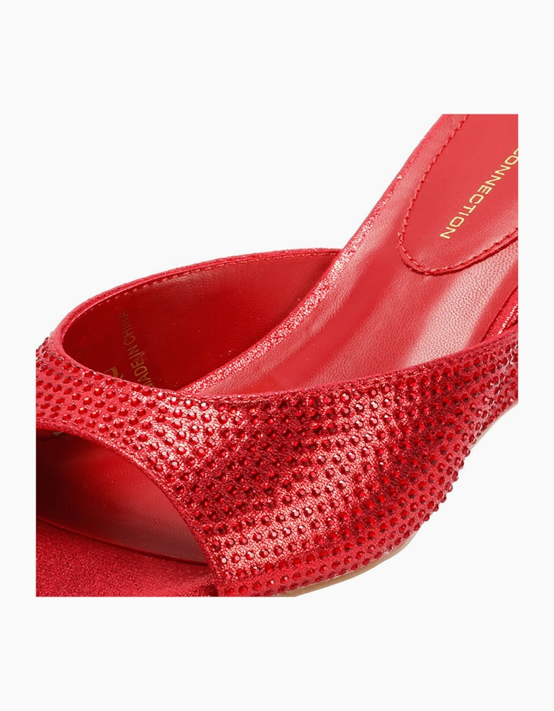 French Connection Tina Rhinestone Women's Red Wedge Sandals
