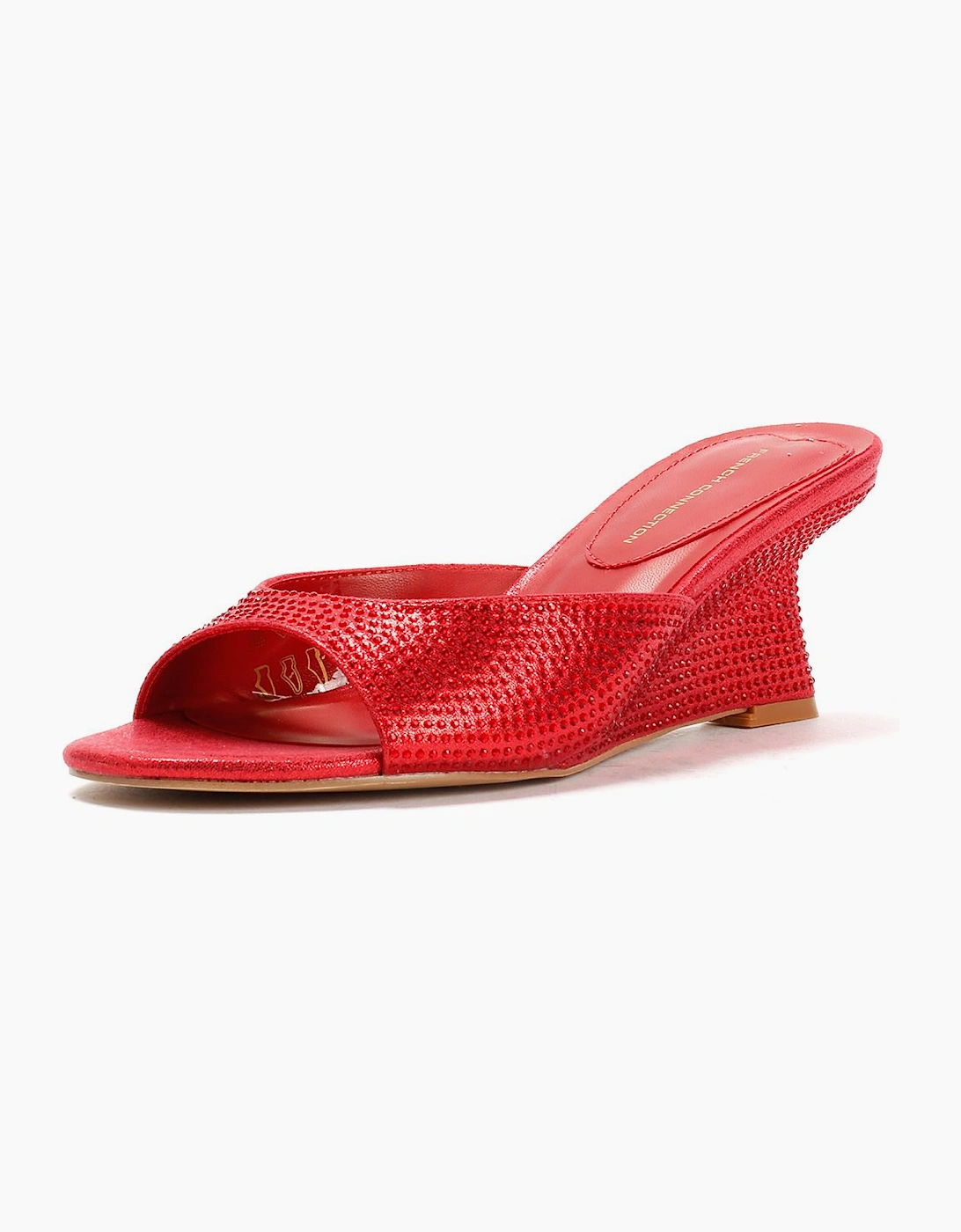 French Connection Tina Rhinestone Women's Red Wedge Sandals