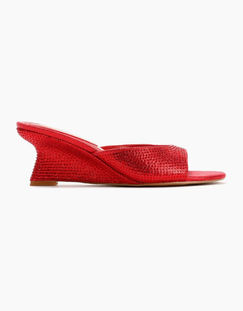 French Connection Tina Rhinestone Women's Red Wedge Sandals