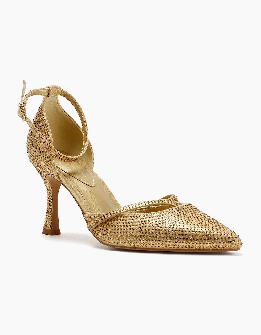 French Connection Nina Rhinstone Stilleto Women's Gold Heels