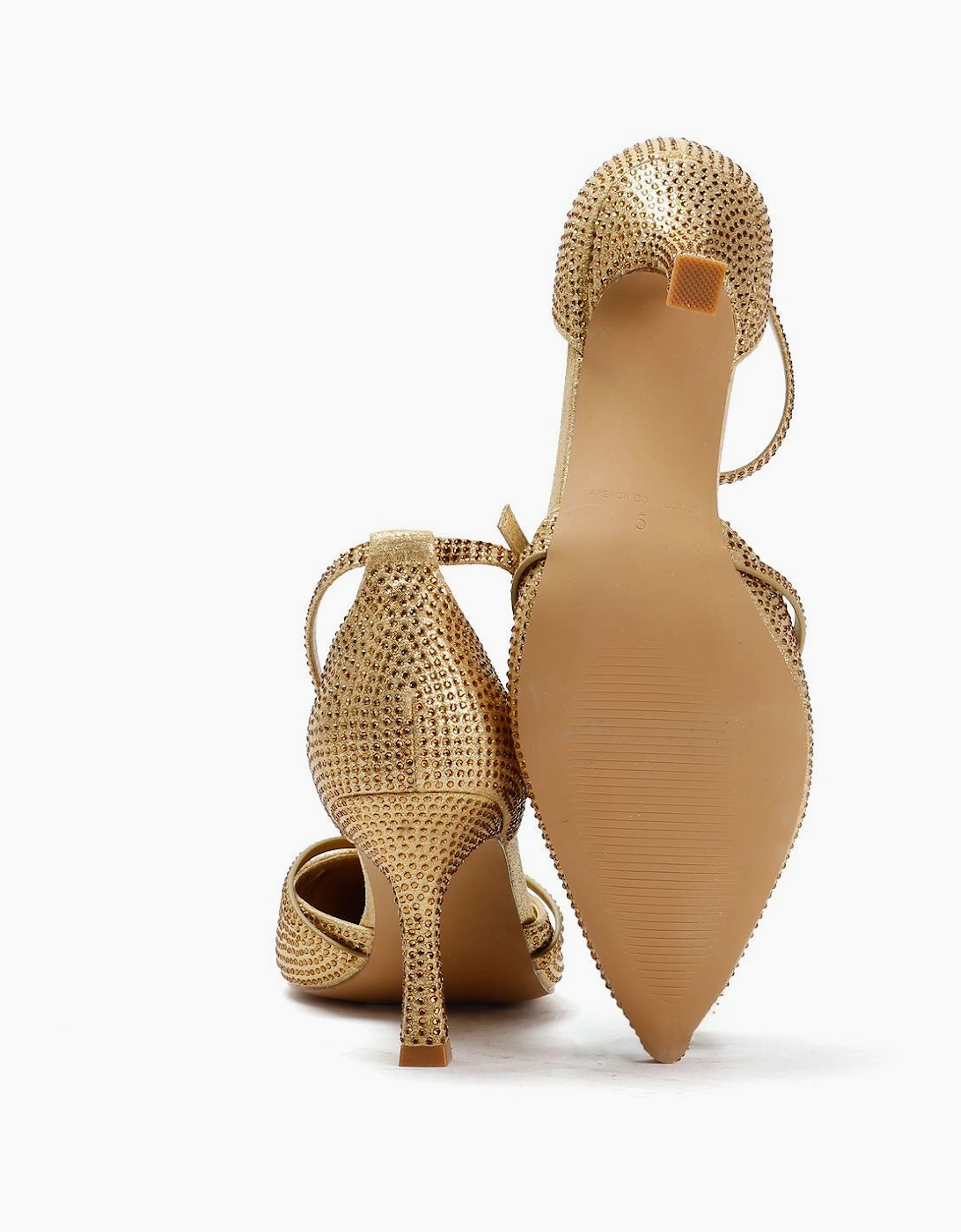 French Connection Nina Rhinstone Stilleto Women's Gold Heels