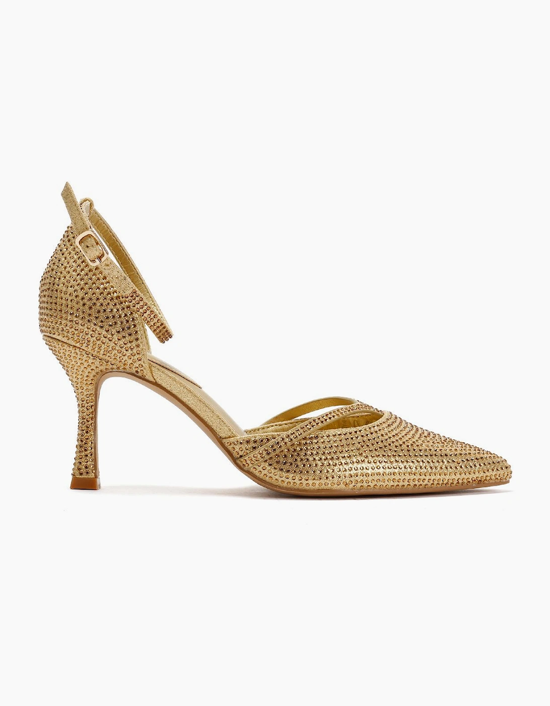 French Connection Nina Rhinstone Stilleto Women's Gold Heels