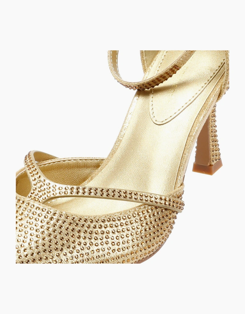French Connection Nina Rhinstone Stilleto Women's Gold Heels