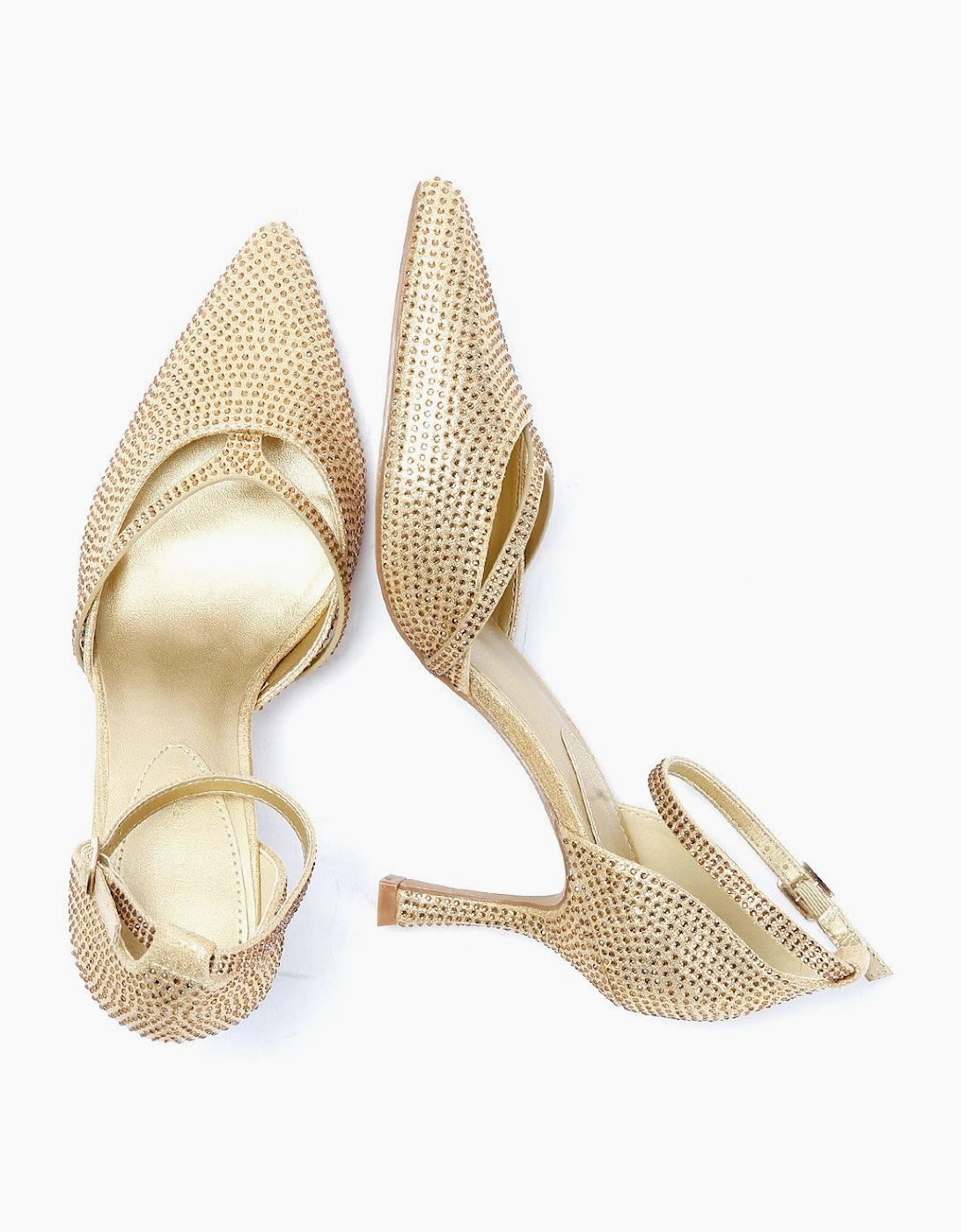 French Connection Nina Rhinstone Stilleto Women's Gold Heels