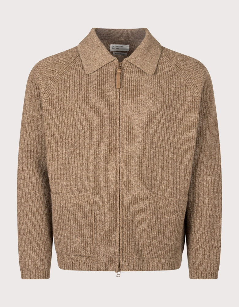 Relaxed Fit Eco Wool Zip Through Cardigan