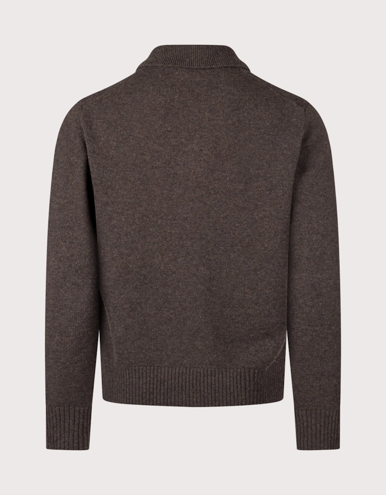 Relaxed Fit Ristinge Long Sleeve Merino Knitted Polo Shirt