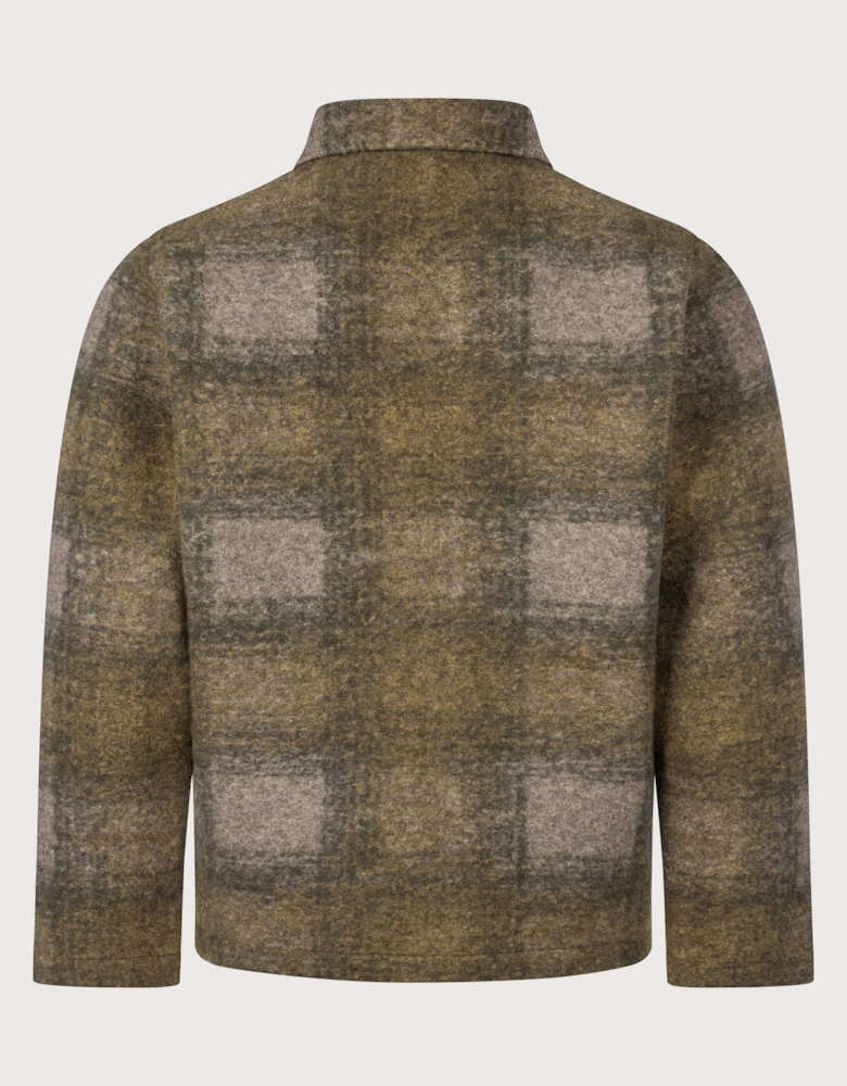 Loose Fit Techno Melton Check Tag Jacket