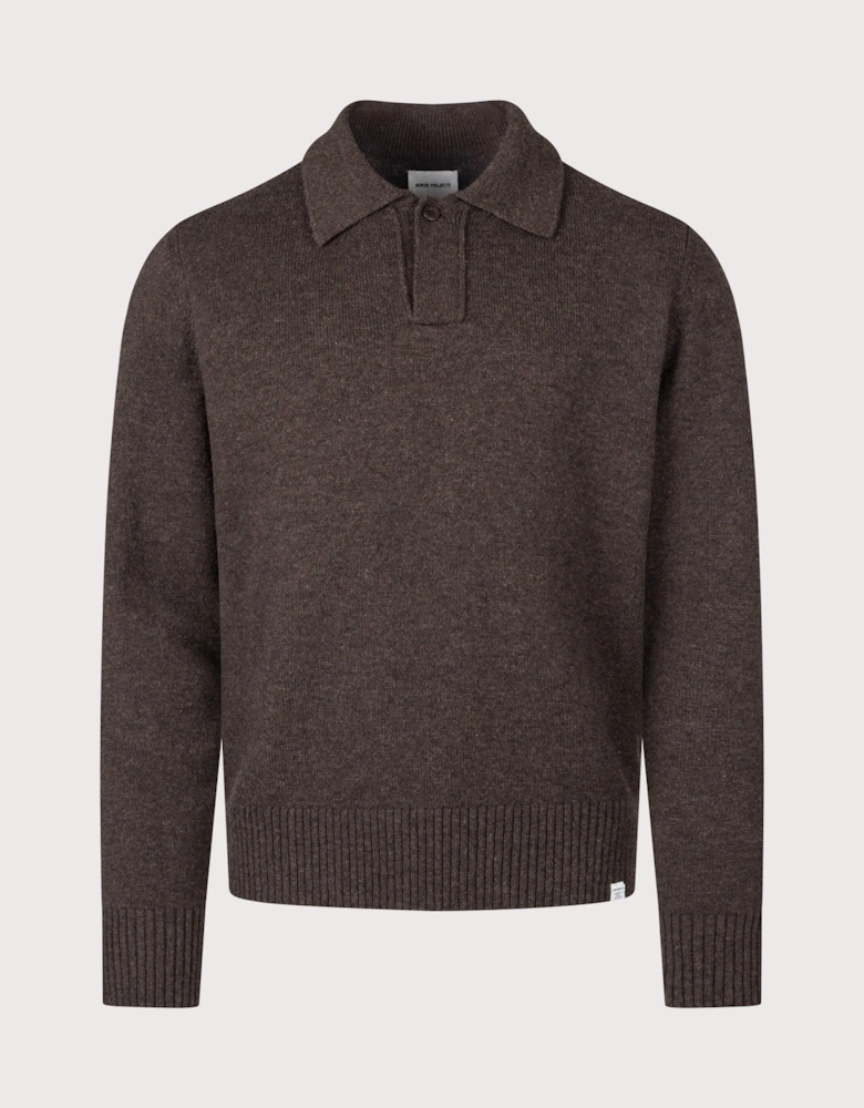 Relaxed Fit Ristinge Long Sleeve Merino Knitted Polo Shirt