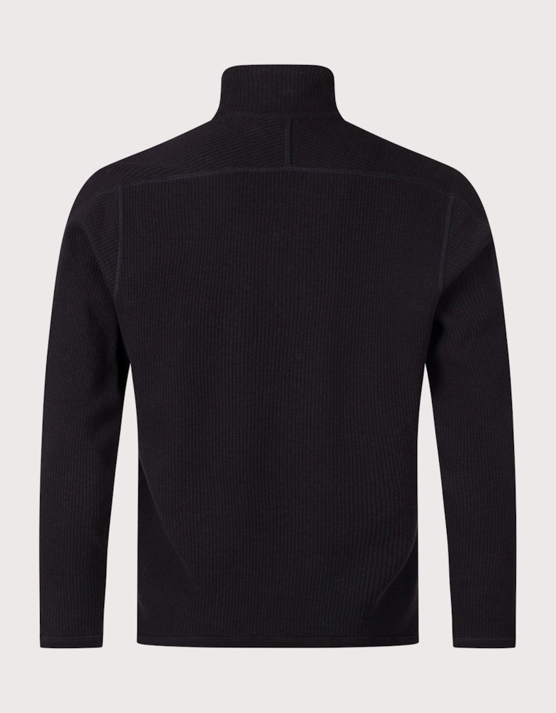 Relaxed Fit Military Rib Zip Through Cardigan