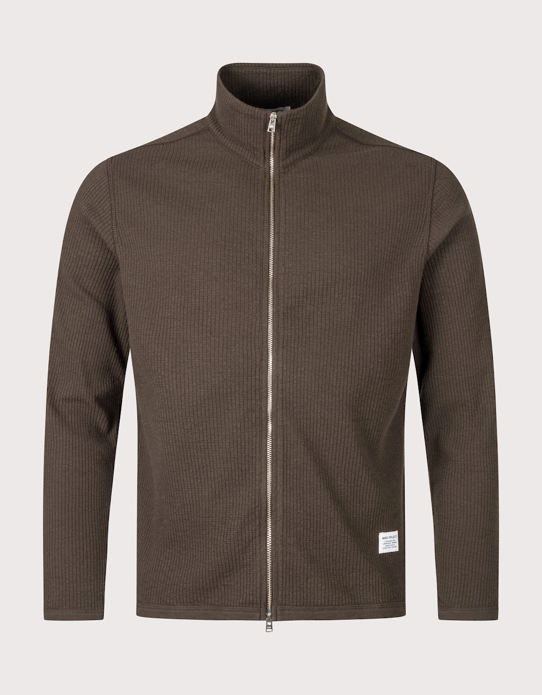 Relaxed Fit Military Rib Zip Through Cardigan