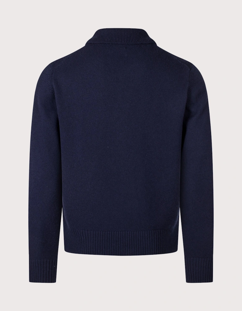 Relaxed Fit Ristinge Long Sleeve Merino Knitted Polo Shirt