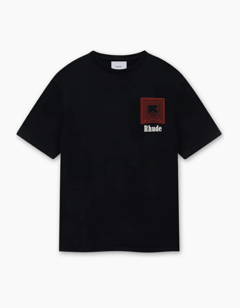 Men's Black/Red Rhude Chevron Logo Repeat T-Shirt