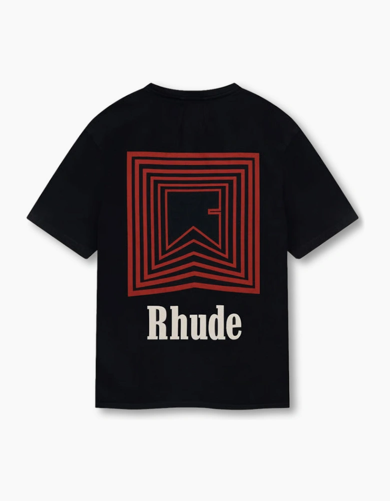 Men's Black/Red Rhude Chevron Logo Repeat T-Shirt