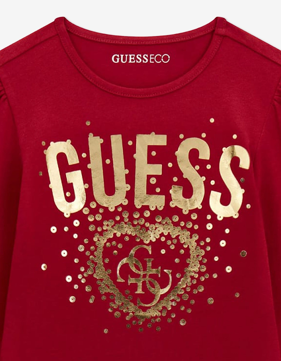 Guess Girls Long Sleeve Logo T-Shirt in Red