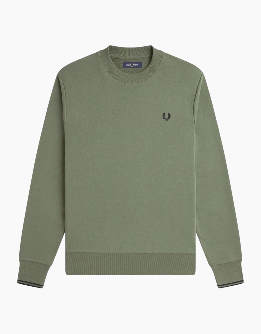 Fred Perry Mens Crew Neck Sweatshirt Embroidered Logo Pullover Cotton
