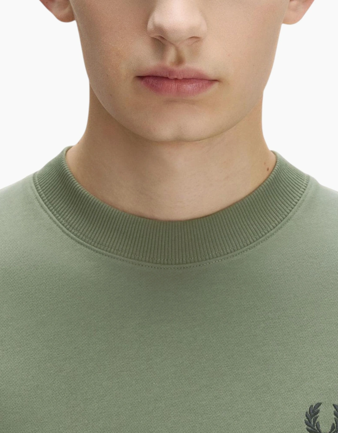 Fred Perry Mens Crew Neck Sweatshirt Embroidered Logo Pullover Cotton
