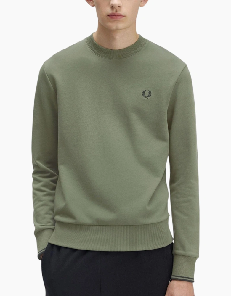 Fred Perry Mens Crew Neck Sweatshirt Embroidered Logo Pullover Cotton
