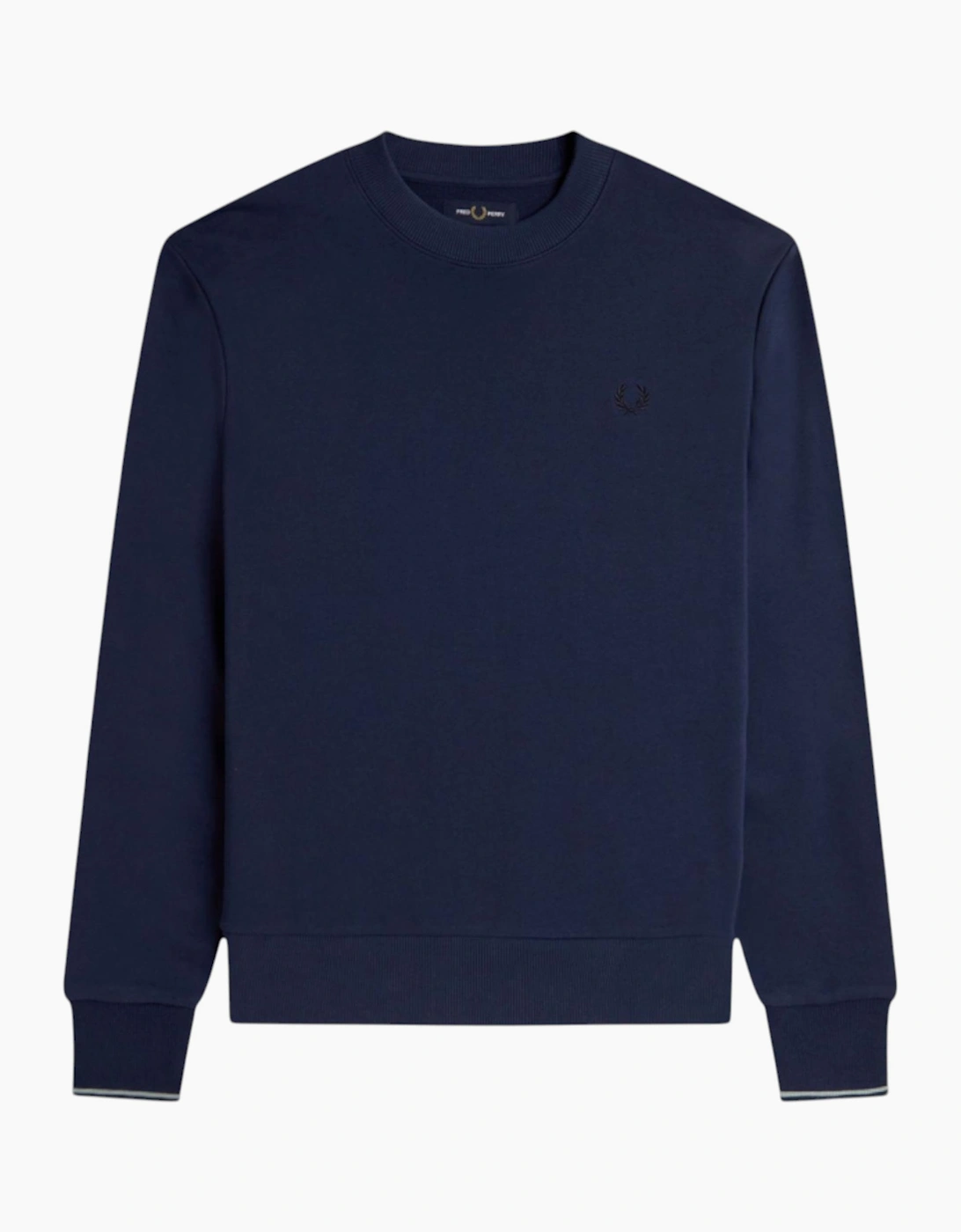 Fred Perry Mens Crew Neck Sweatshirt Embroidered Logo Pullover Cotton