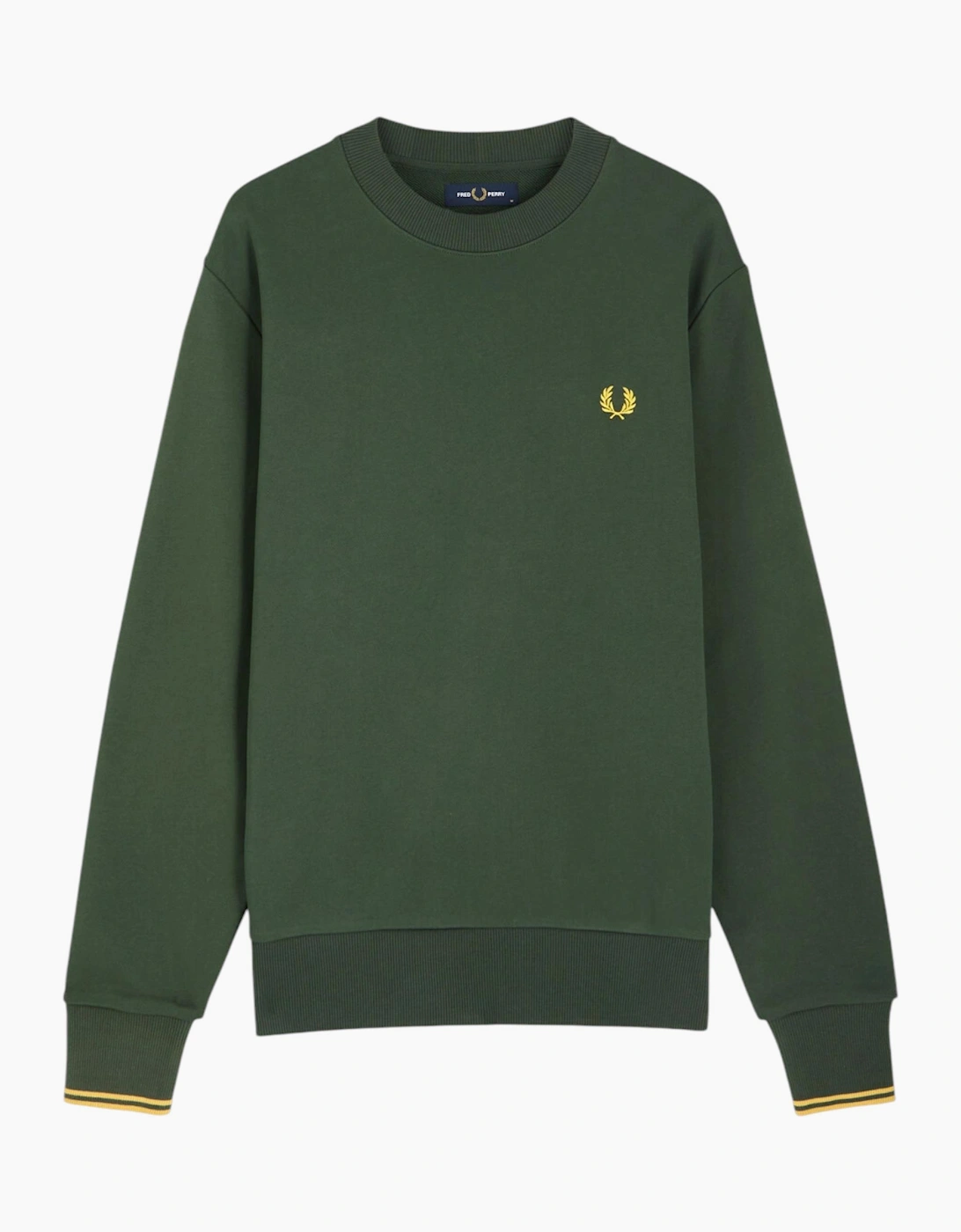 Fred Perry Mens Crew Neck Sweatshirt Embroidered Logo Pullover Cotton