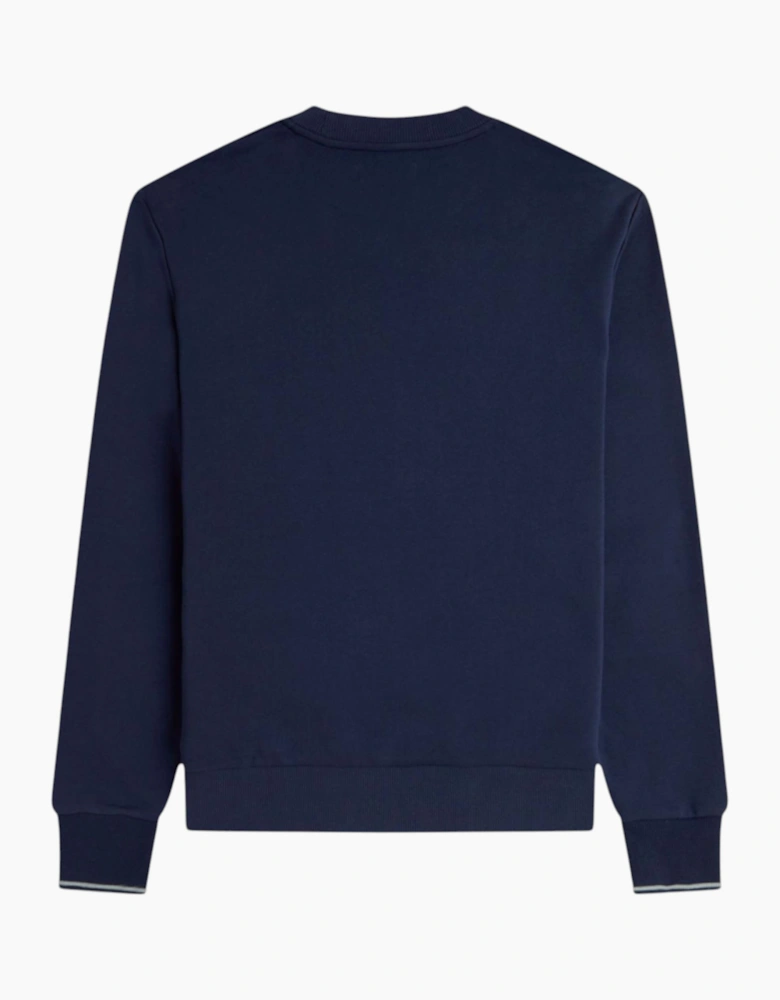 Fred Perry Mens Crew Neck Sweatshirt Embroidered Logo Pullover Cotton
