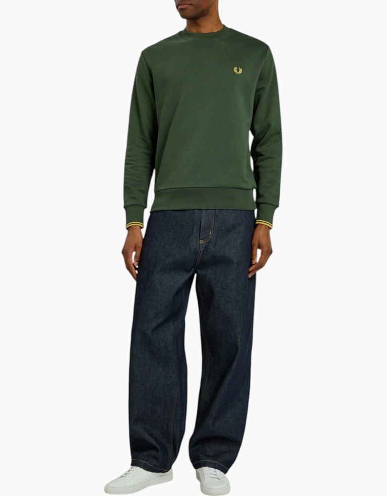 Fred Perry Mens Crew Neck Sweatshirt Embroidered Logo Pullover Cotton