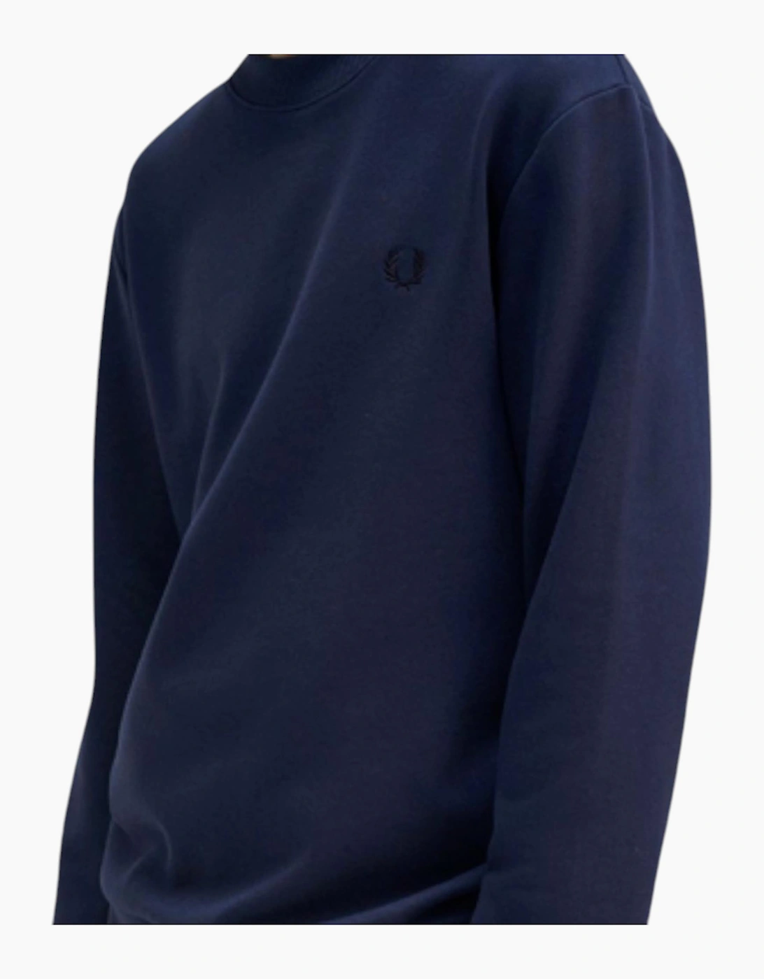 Fred Perry Mens Crew Neck Sweatshirt Embroidered Logo Pullover Cotton