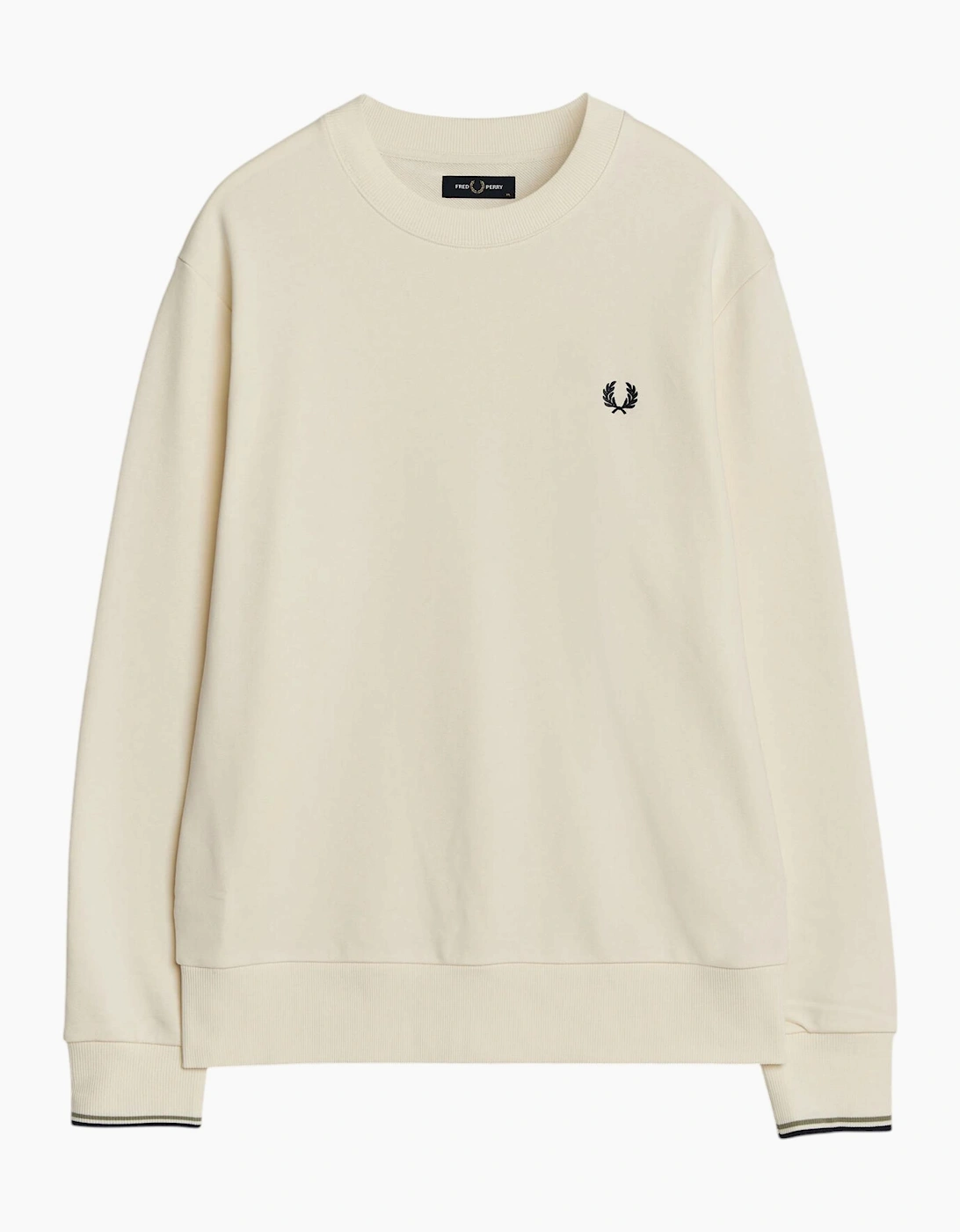 Fred Perry Mens Crew Neck Sweatshirt Embroidered Logo Pullover Cotton