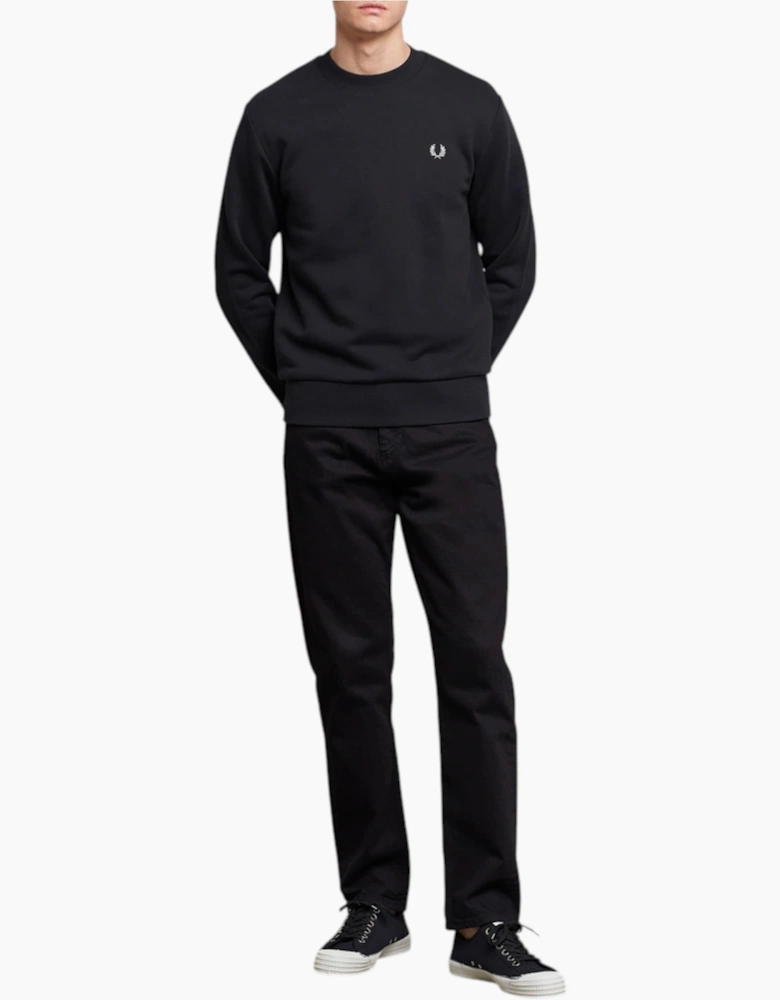 Fred Perry Mens Crew Neck Sweatshirt Embroidered Logo Pullover Cotton