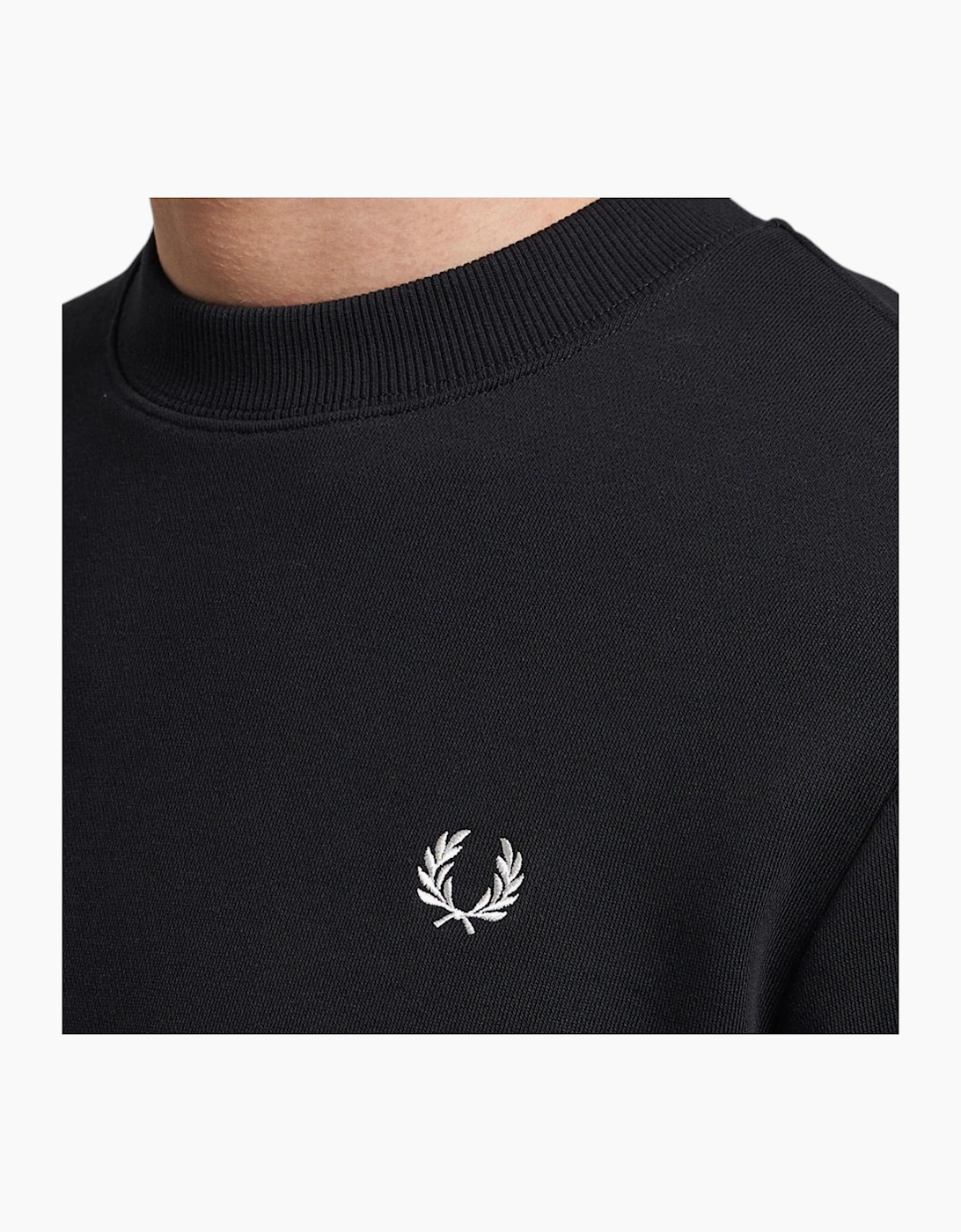 Fred Perry Mens Crew Neck Sweatshirt Embroidered Logo Pullover Cotton