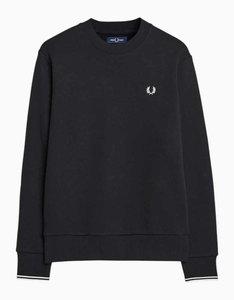 Fred Perry Mens Crew Neck Sweatshirt Embroidered Logo Pullover Cotton
