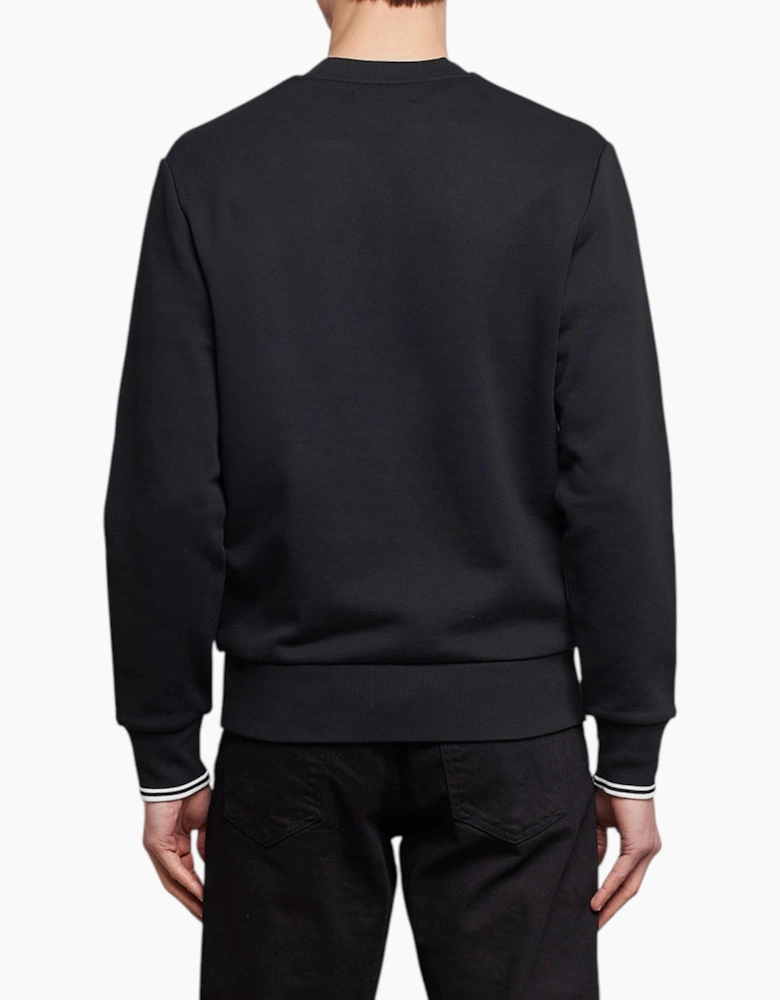 Fred Perry Mens Crew Neck Sweatshirt Embroidered Logo Pullover Cotton