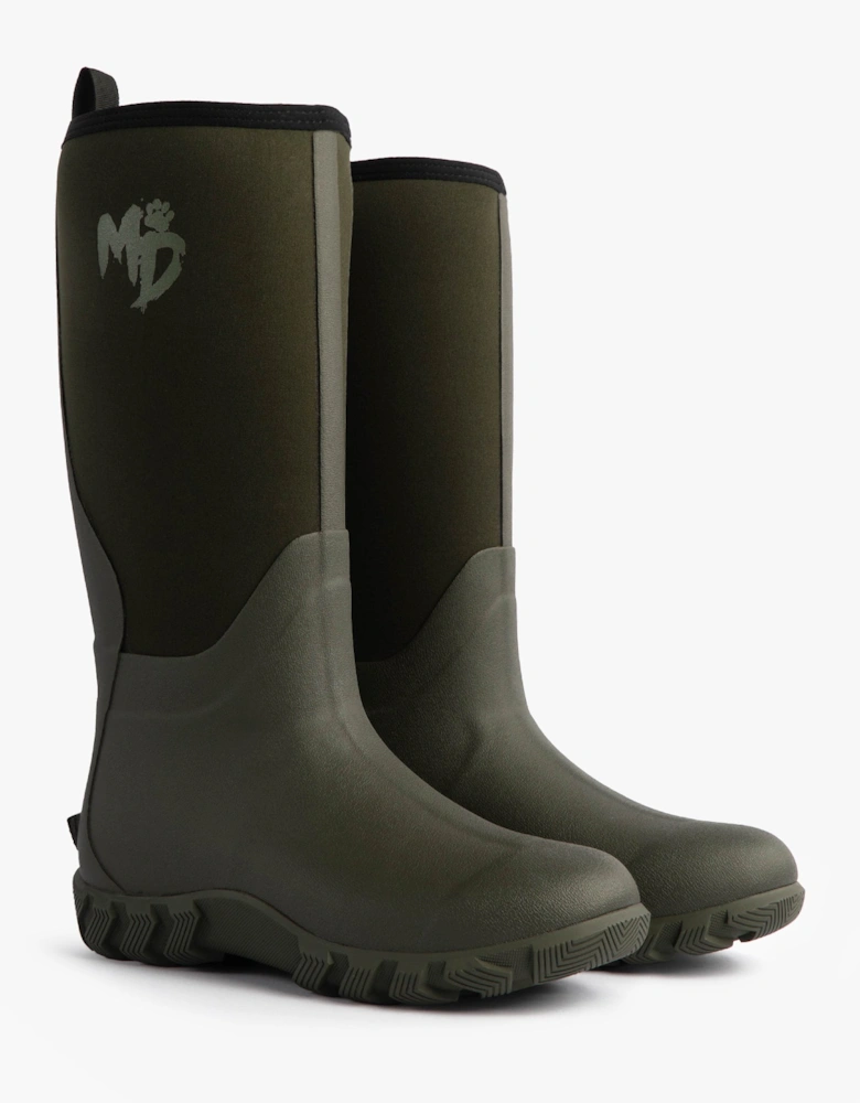 Mud Dogs RUTLAND TALL Unisex Neoprene Wellies Olive