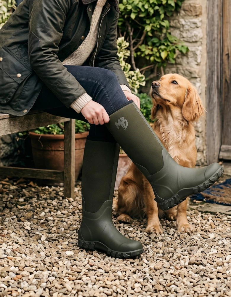 Mud Dogs RUTLAND TALL Unisex Neoprene Wellies Olive