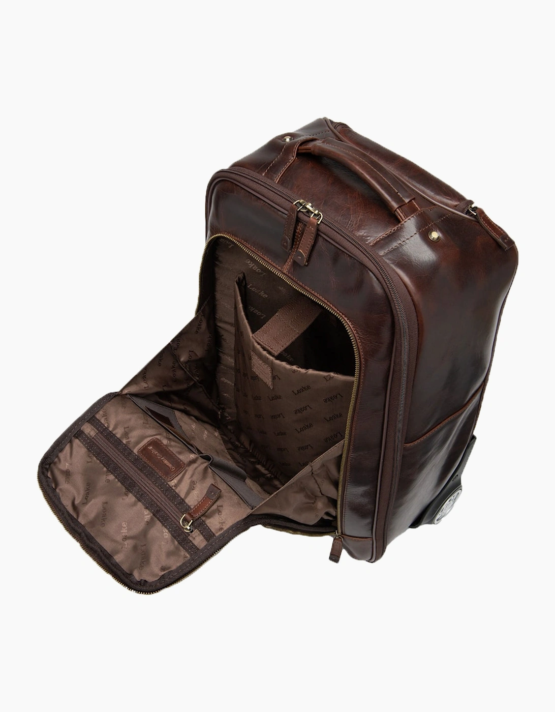 Loake Paris Brown Leather Wheeled Suitcase Brown Leather