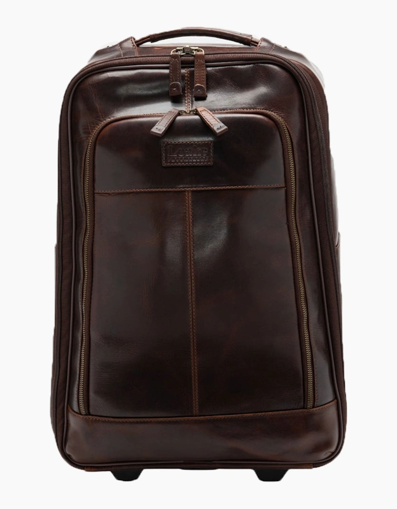 Loake Paris Brown Leather Wheeled Suitcase Brown Leather