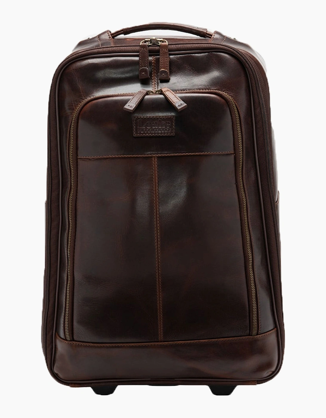 Loake Paris Brown Leather Wheeled Suitcase Brown Leather