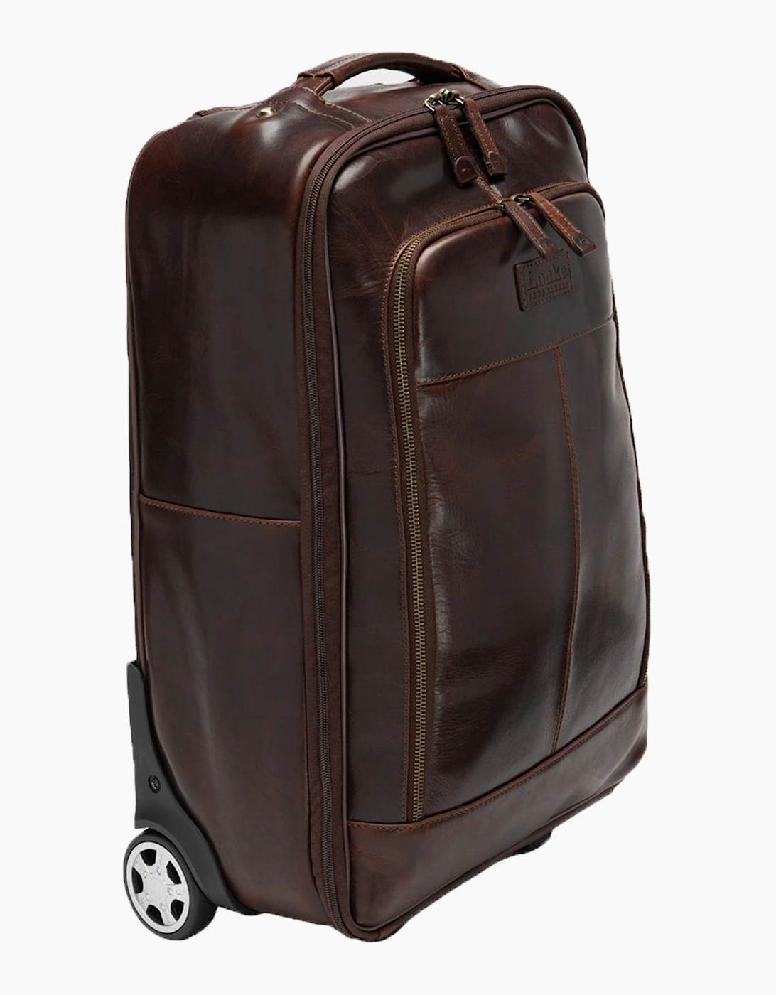 Loake Paris Brown Leather Wheeled Suitcase Brown Leather