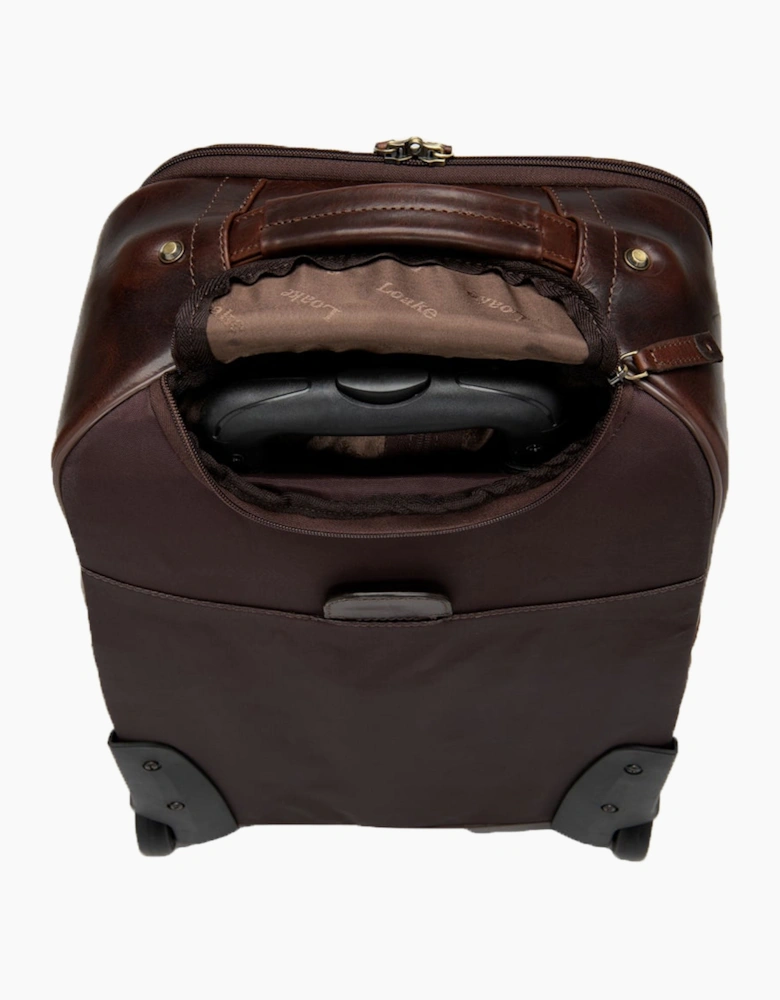 Loake Paris Brown Leather Wheeled Suitcase Brown Leather