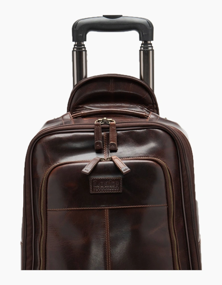 Loake Paris Brown Leather Wheeled Suitcase Brown Leather