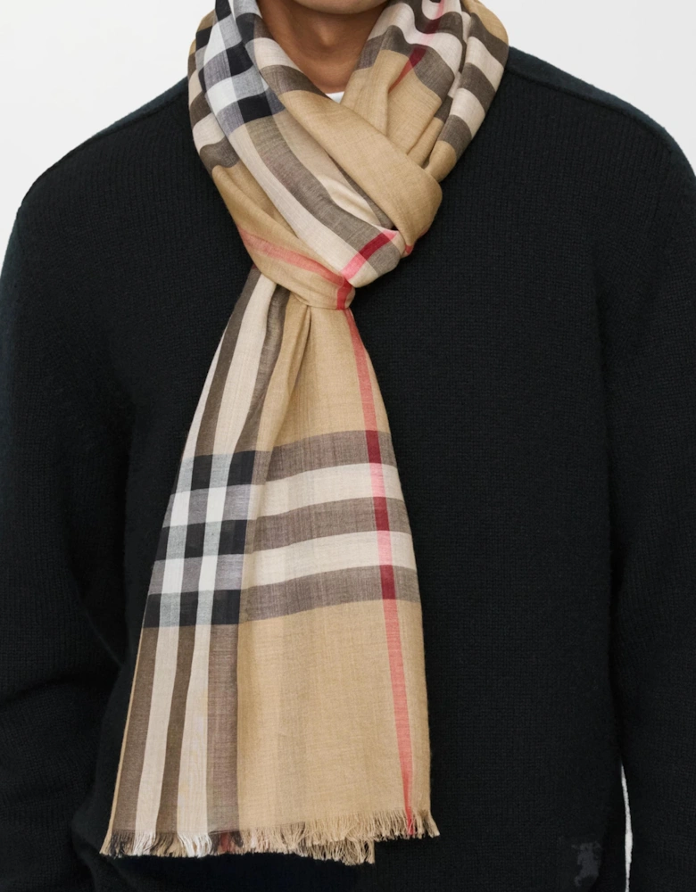 BURBERRY WIDE CHECK WOOL SILK SCARF