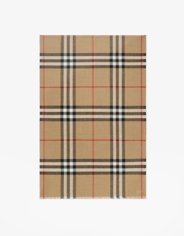 BURBERRY WIDE CHECK WOOL SILK SCARF