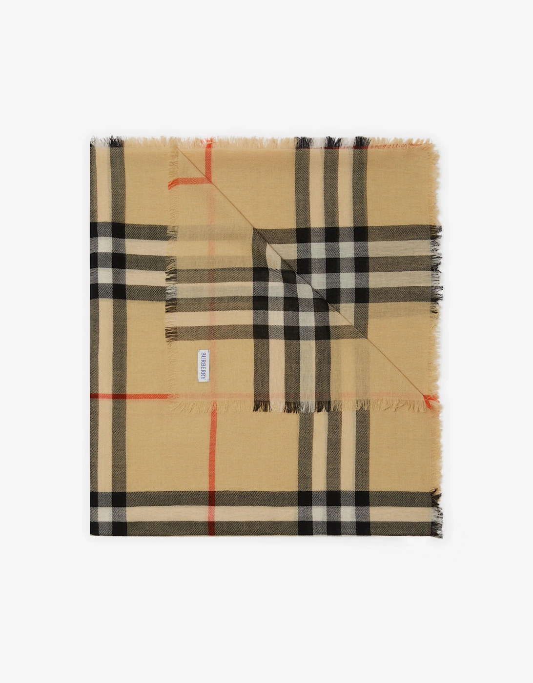 BURBERRY CHECK WOOL SCARF SAND BEIGE