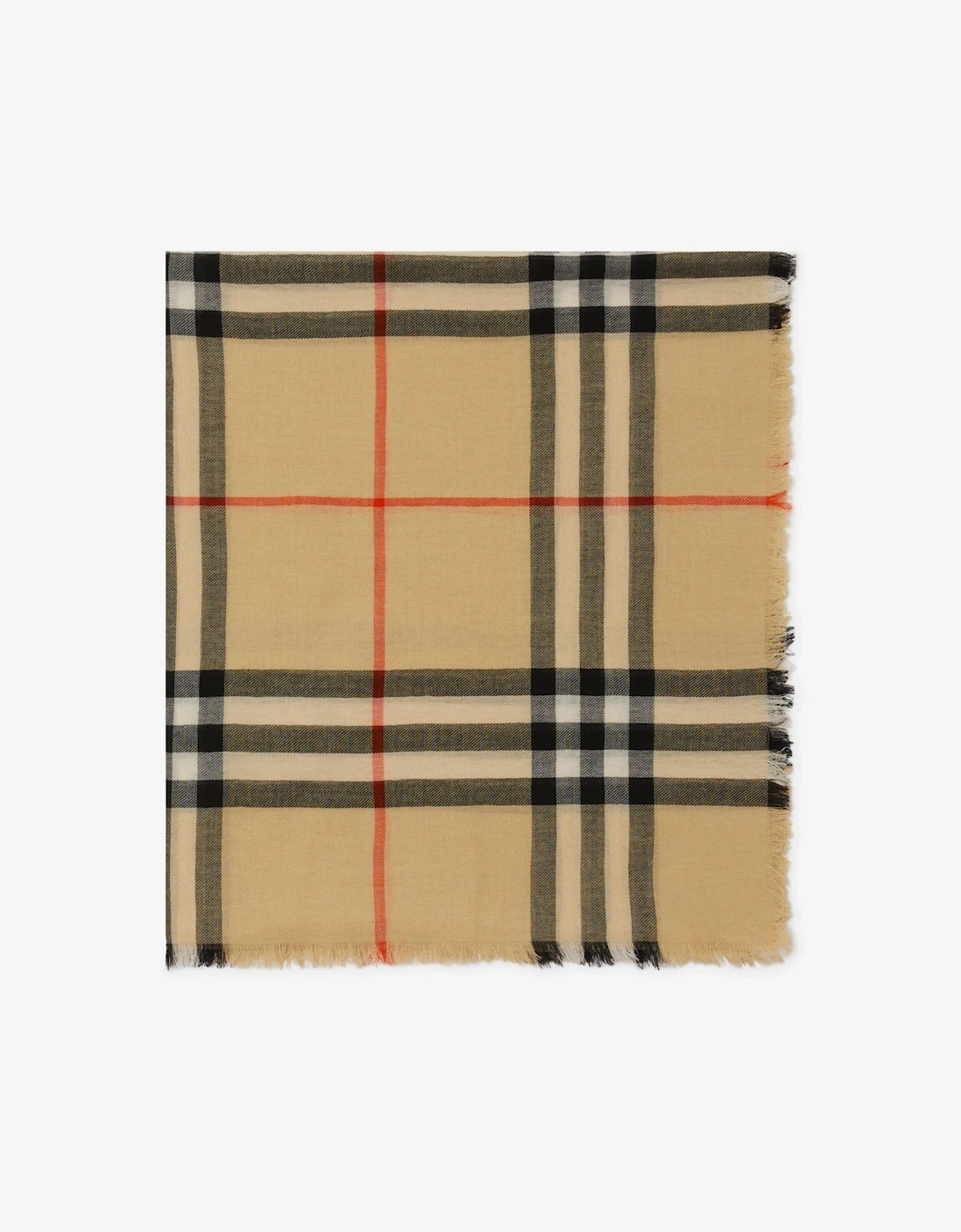 BURBERRY CHECK WOOL SCARF SAND BEIGE