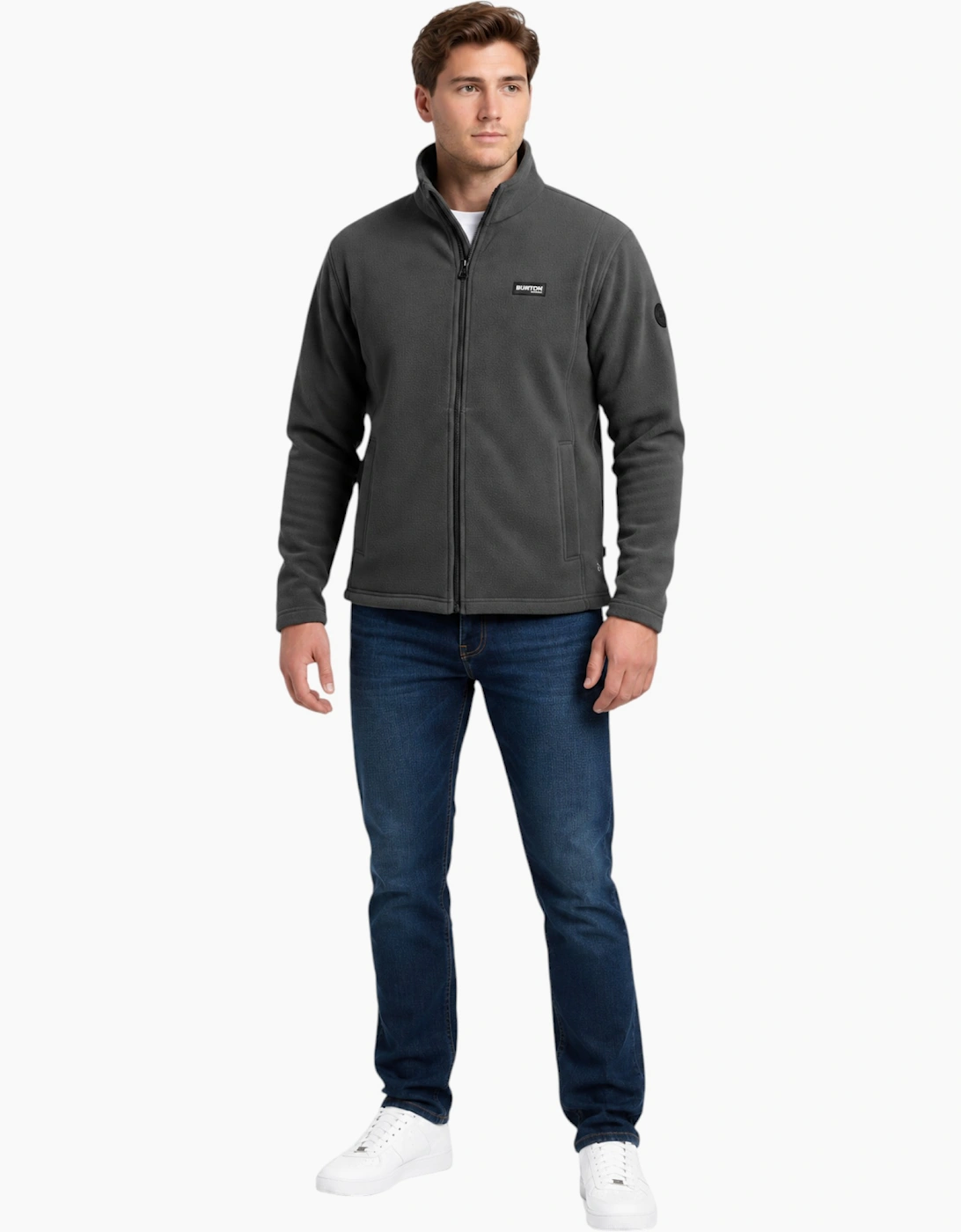 Burton Mens Sweatshirt Full Zipper Jacket Long Sleeve High Neck Plain Jumper Top