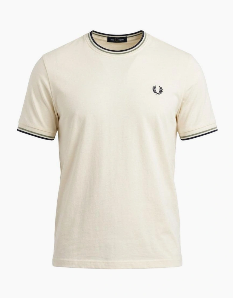 Fred Perry Twin Tipped T-Shirt Ecru/Seagrass/Dark Airforce